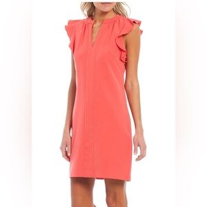 Vince Camuto Laguna Crepe Shift with Chiffon Back Detail, Never Been Worn. Coral